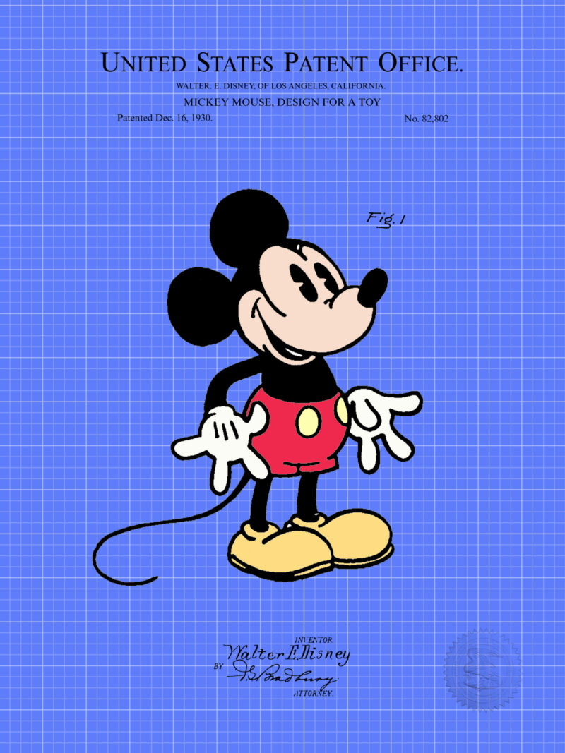Digitally colored 1987 toy robot patent artwork.