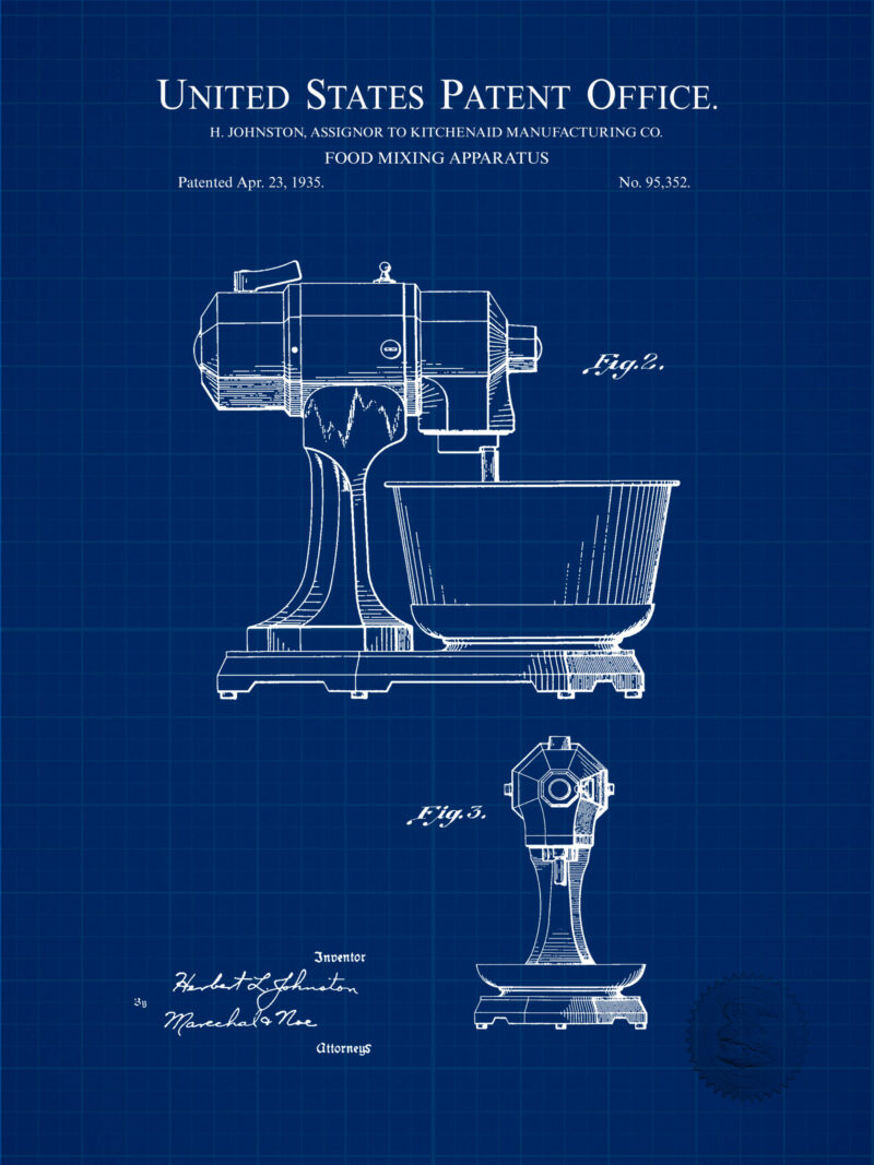 1935 Kitchen Aid Mixer Patent Print