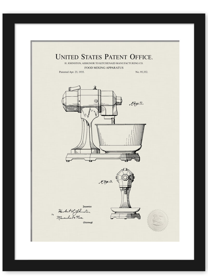 1935 Kitchen Aid Mixer Patent Print