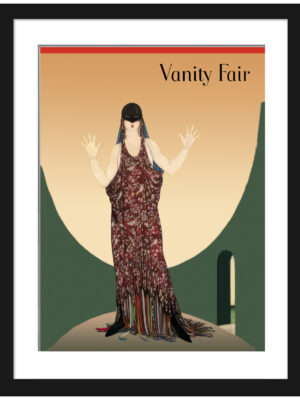Woman in art deco style dress from 1917 Vogue cover.