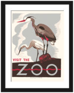 1930s "Visit The Zoo" poster reproduction featuring herons.
