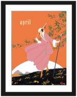 1916 Vogue cover art with woman in pink suit.