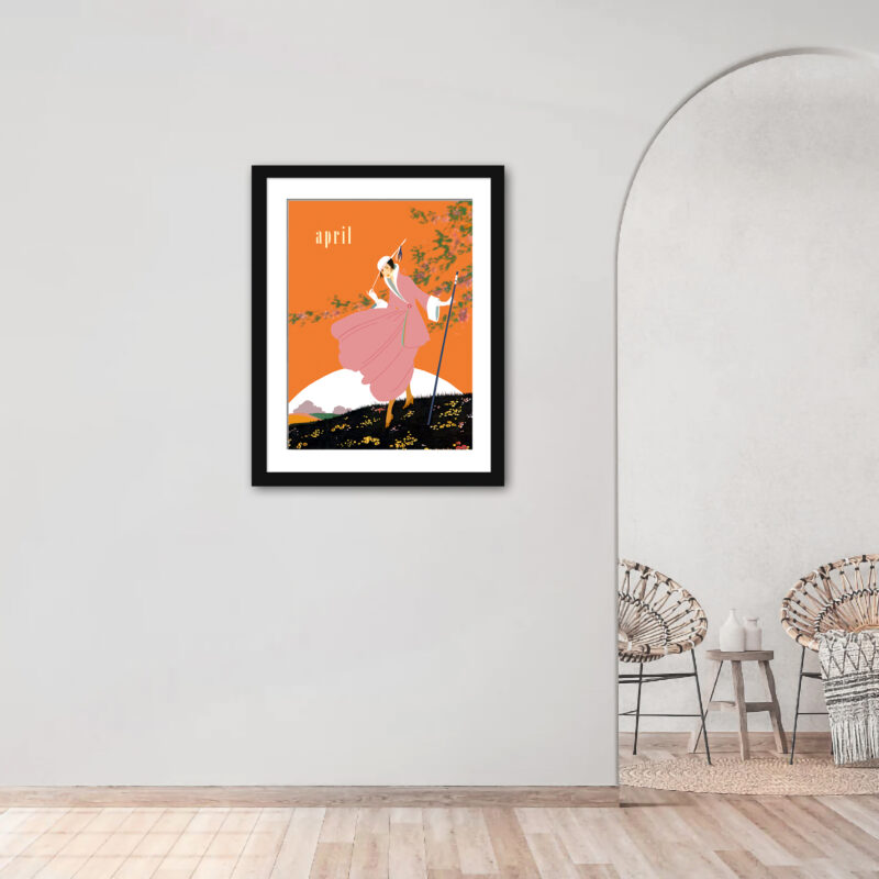 1916 Vogue cover art with woman in pink suit.