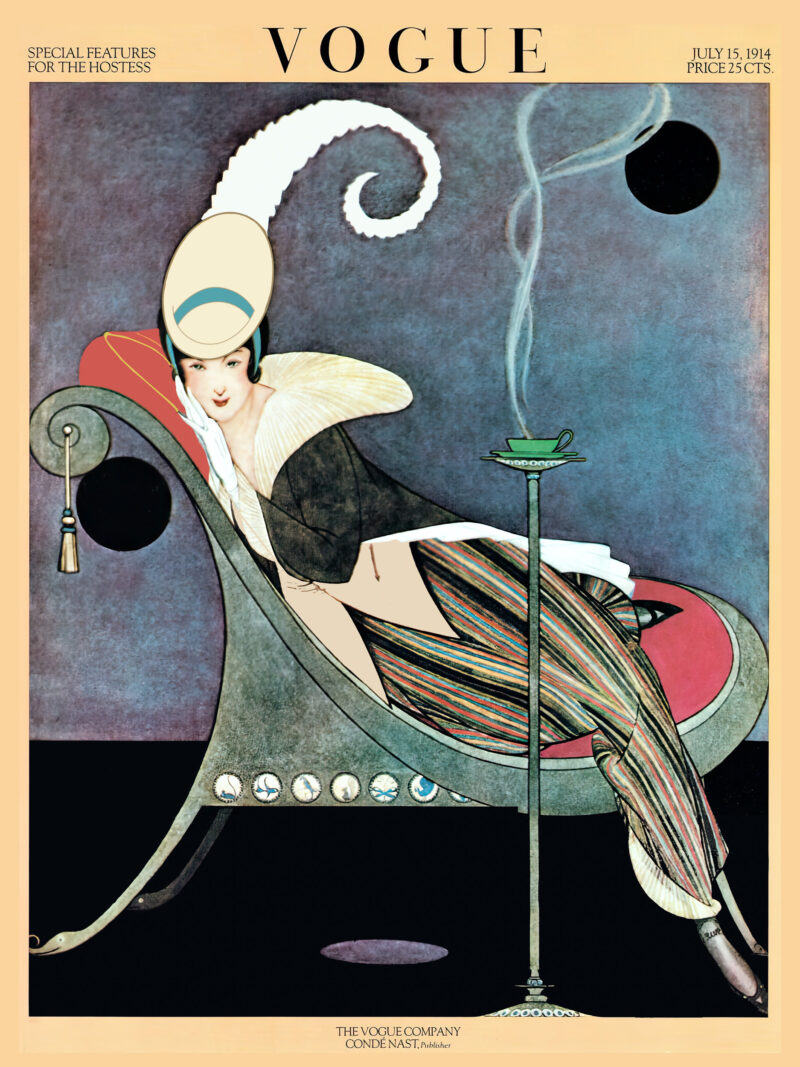 1914 Vogue Cover Art with Seated Woman in Chair