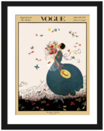1916 Vogue Magazine Cover with Woman and Bouquet Art Print"