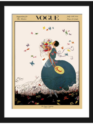 1916 Vogue Magazine Cover with Woman and Bouquet Art Print"