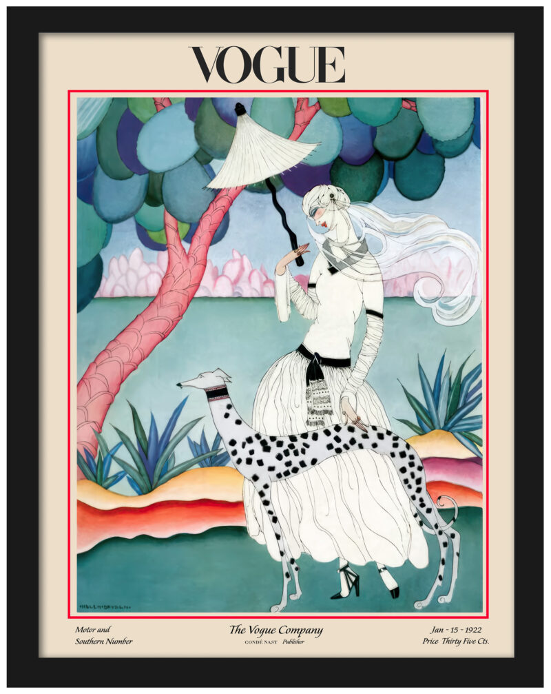 1922 Vogue magazine cover with Woman and Dalmatian