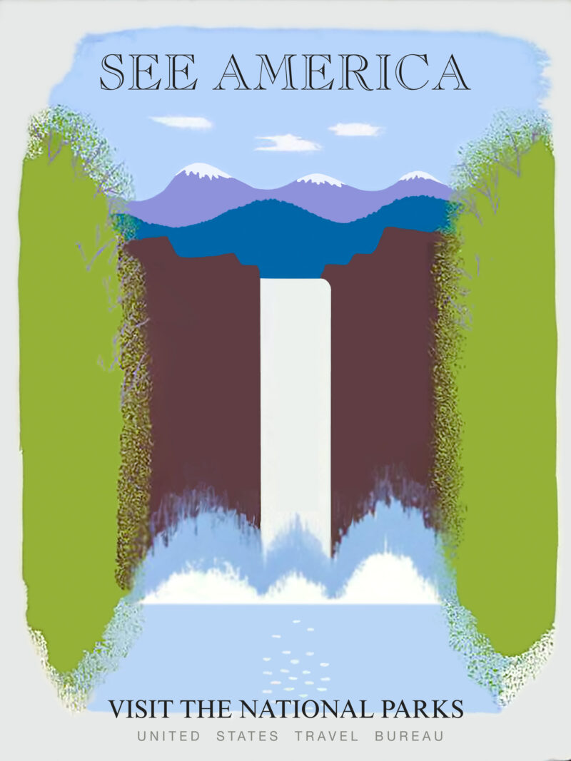 1930s U.S. Tourism Waterfall Poster by Harry Herzog reproduction