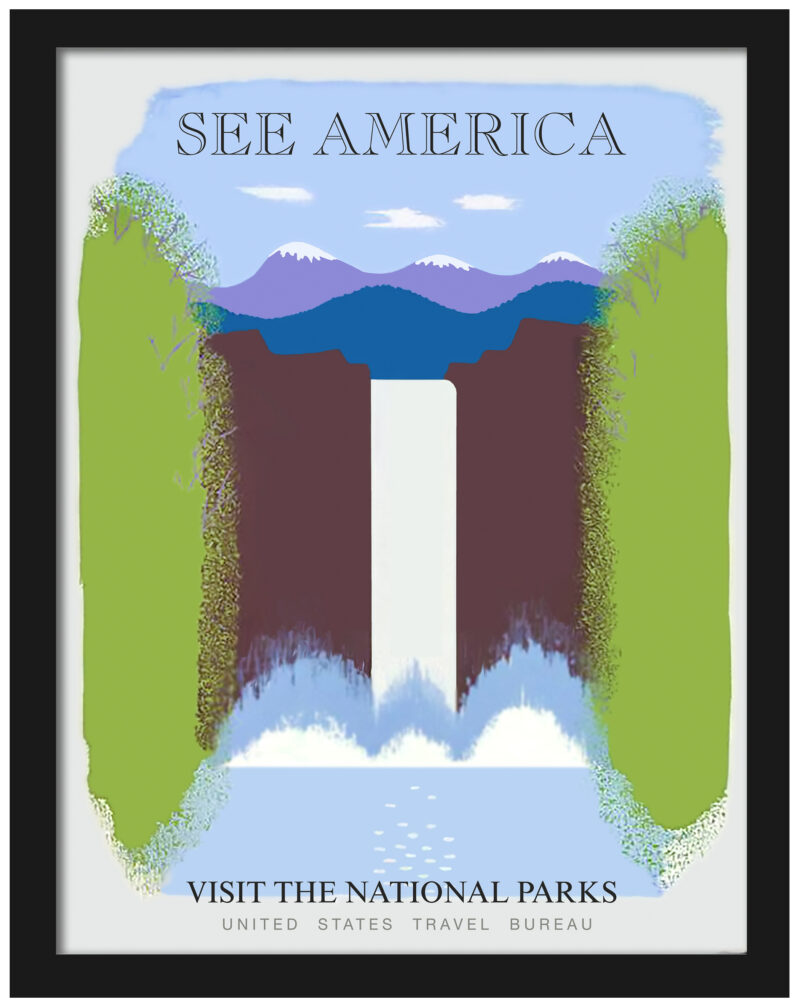 1930s U.S. Tourism Waterfall Poster by Harry Herzog reproduction