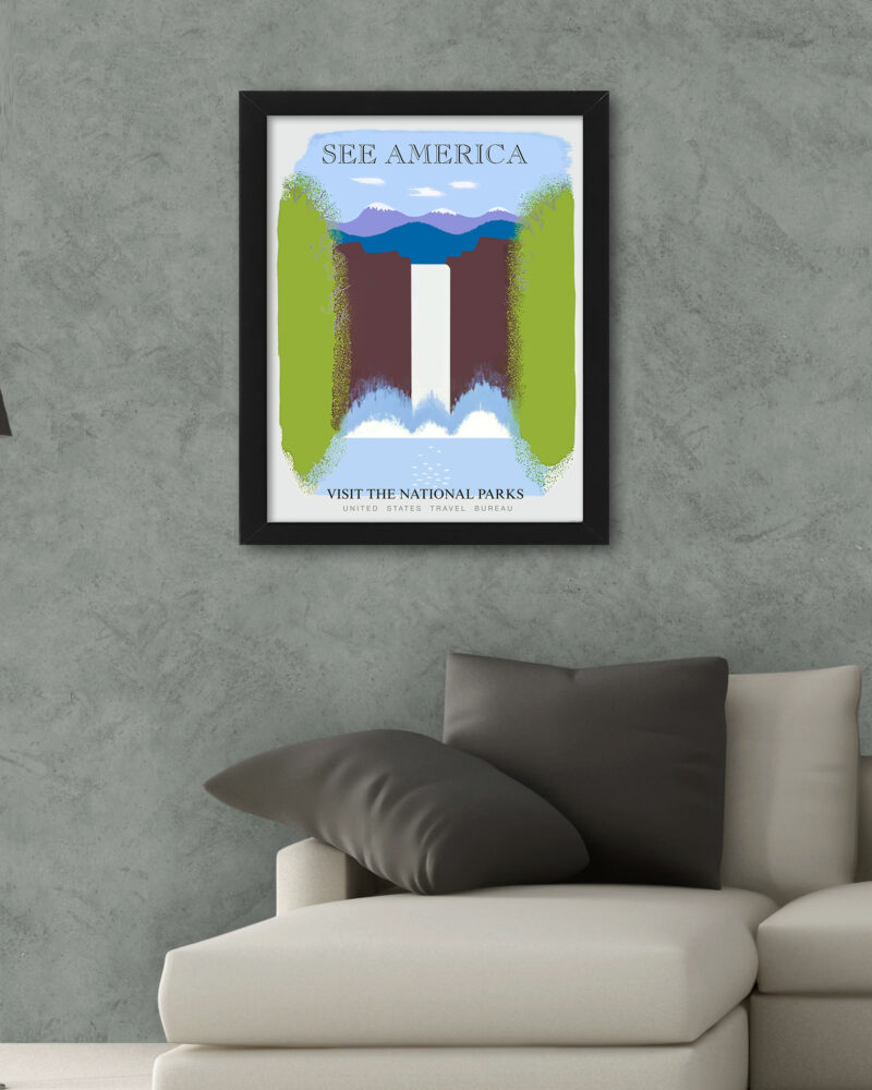 1930s U.S. Tourism Waterfall Poster by Harry Herzog reproduction