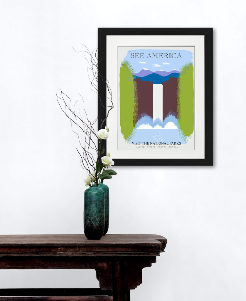 1930s U.S. Tourism Waterfall Poster by Harry Herzog reproduction