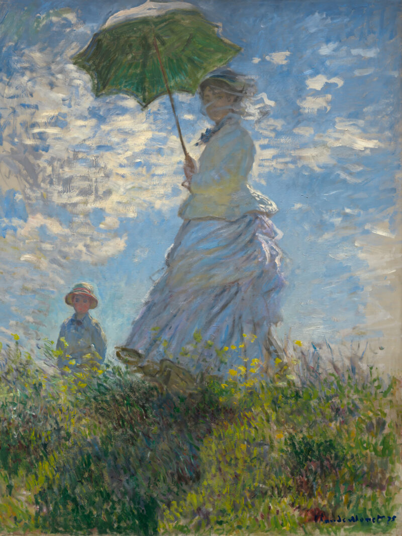 "Woman with a Parasol - Madame Monet and Her Son" by Claude Monet, 1875 reproduction.