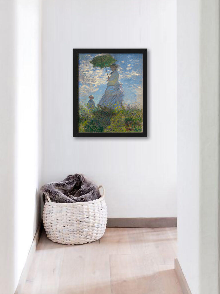 "Woman with a Parasol - Madame Monet and Her Son" by Claude Monet, 1875 reproduction.