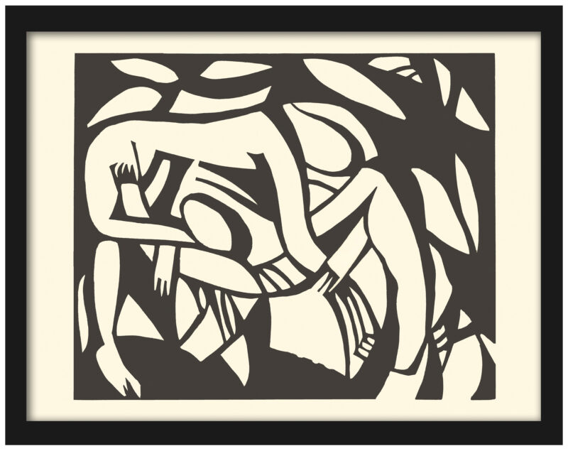 "Wrestlers" by Henri Gaudier-Brzeska, circa 1914, print reproduction.