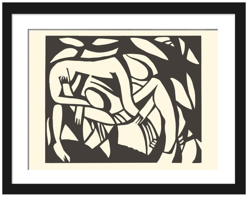"Wrestlers" by Henri Gaudier-Brzeska, circa 1914, print reproduction.