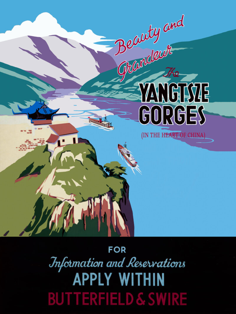 Vintage 1930s Yangtze River Gorges travel poster reproduction