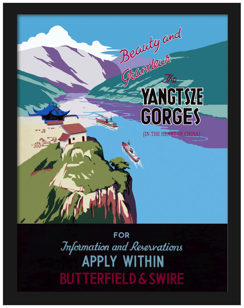 Vintage 1930s Yangtze River Gorges travel poster reproduction