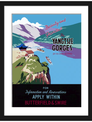 Vintage 1930s Yangtze River Gorges travel poster reproduction