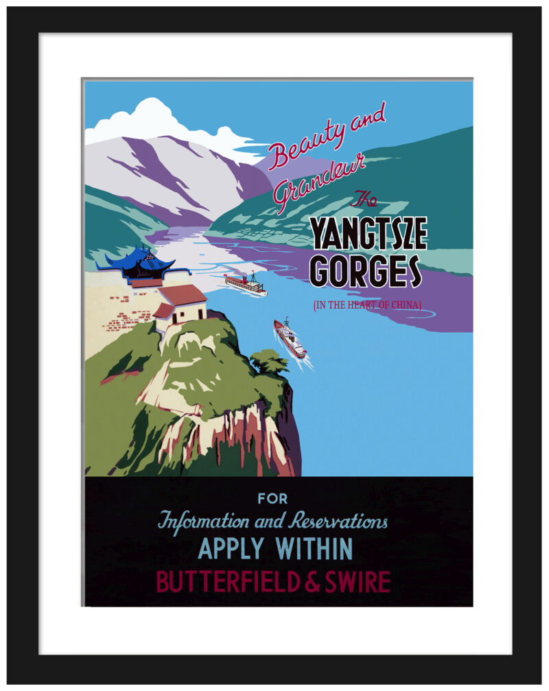 Vintage 1930s Yangtze River Gorges travel poster reproduction