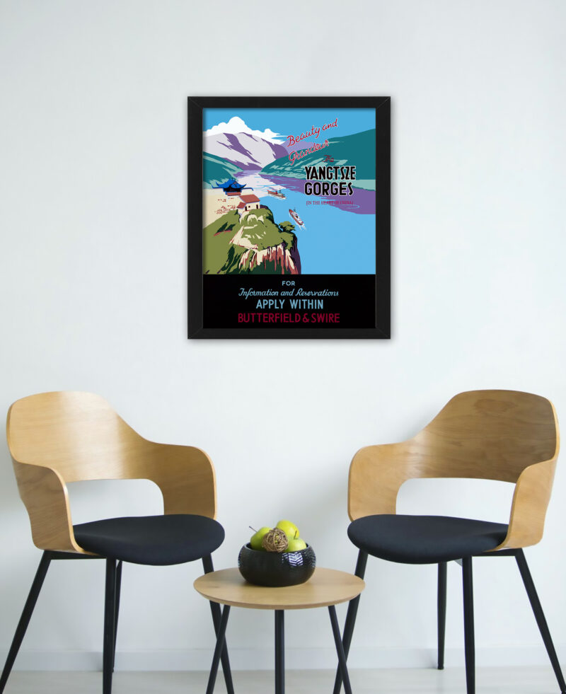 Vintage 1930s Yangtze River Gorges travel poster reproduction