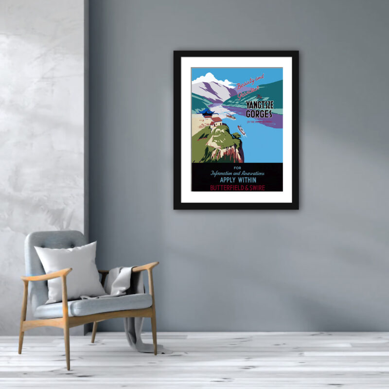 Vintage 1930s Yangtze River Gorges travel poster reproduction