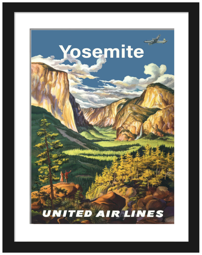Vintage 1945 United Airlines Yosemite Poster by Joseph Feher