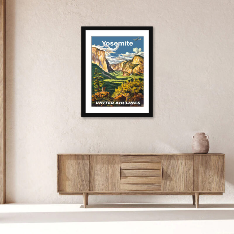 Vintage 1945 United Airlines Yosemite Poster by Joseph Feher