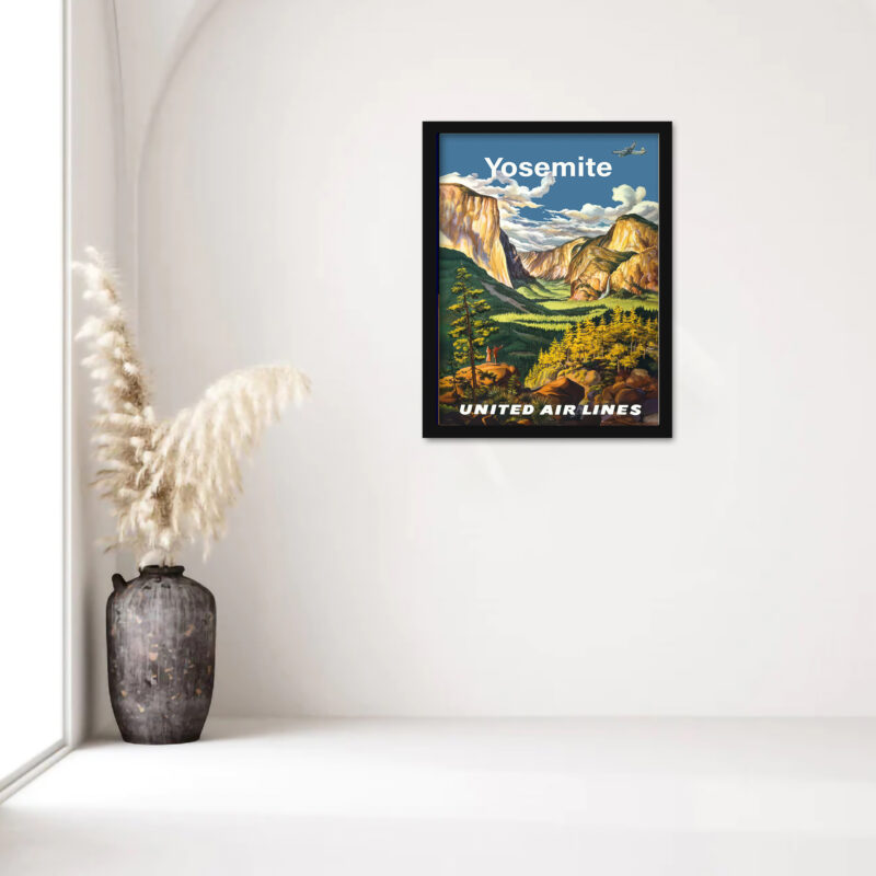 Vintage 1945 United Airlines Yosemite Poster by Joseph Feher