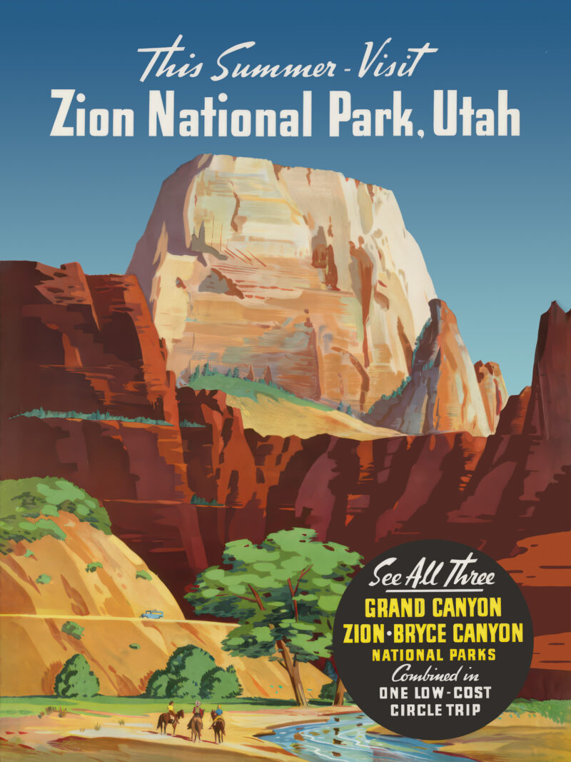 Zion National Park, Utah - Great White Throne Monolith - c.1950's