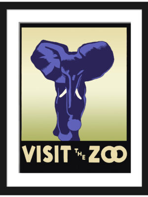 1936 "Visit The Zoo" WPA poster with an elephant illustration.