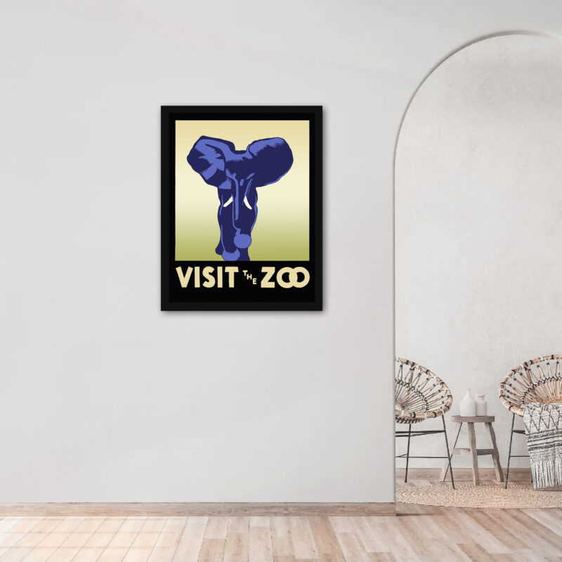 1936 "Visit The Zoo" WPA poster with an elephant illustration.