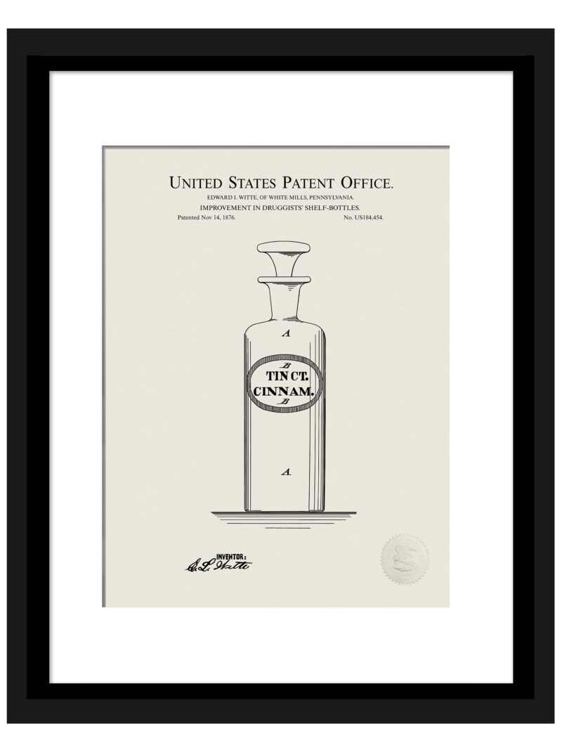 1876 E.L. Witte Druggist Bottle Patent Illustration