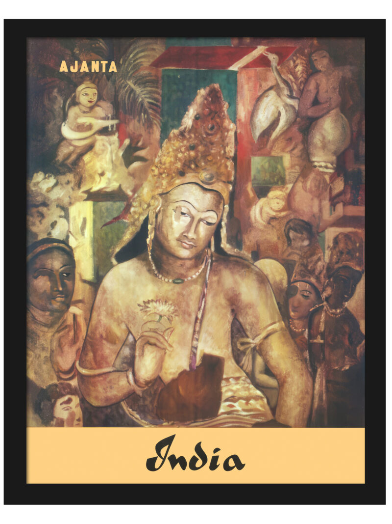 1961 Ajanta Bodhisattva Padmapani tourism poster