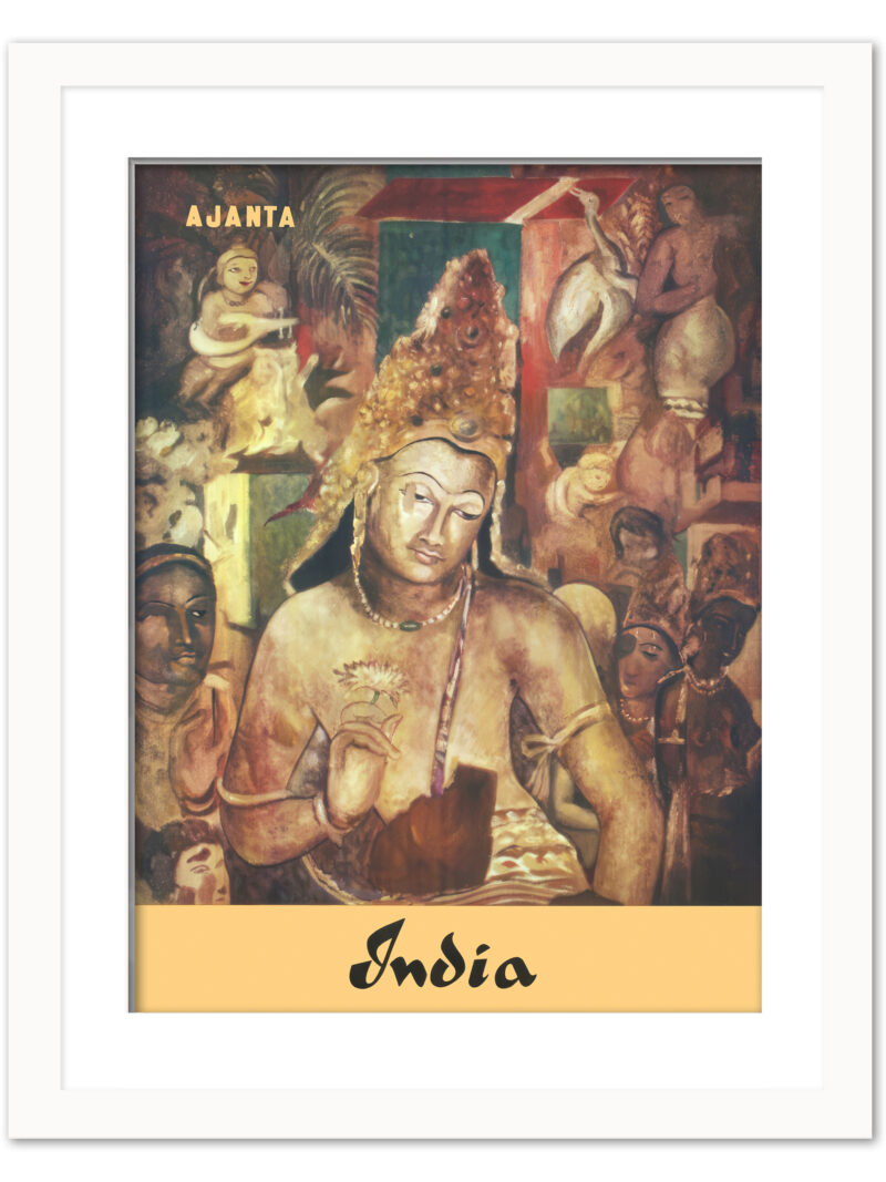 1961 Ajanta Bodhisattva Padmapani tourism poster