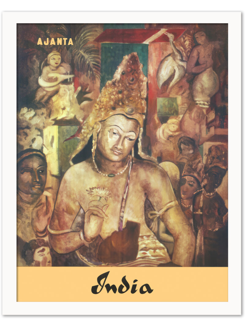 1961 Ajanta Bodhisattva Padmapani tourism poster