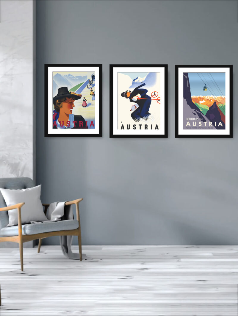 Set of three 1930s vintage Austria travel posters