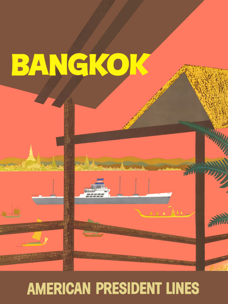 1950s Bangkok American President Lines Travel Poster