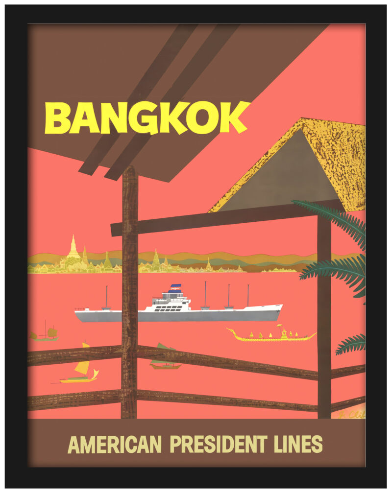 1950s Bangkok American President Lines Travel Poster