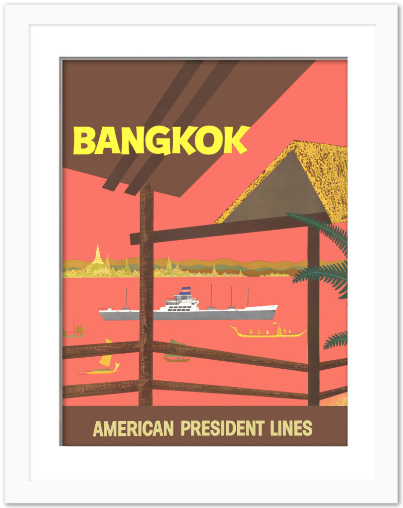 1950s Bangkok American President Lines Travel Poster