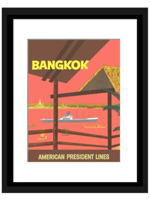 1950s Bangkok American President Lines Travel Poster