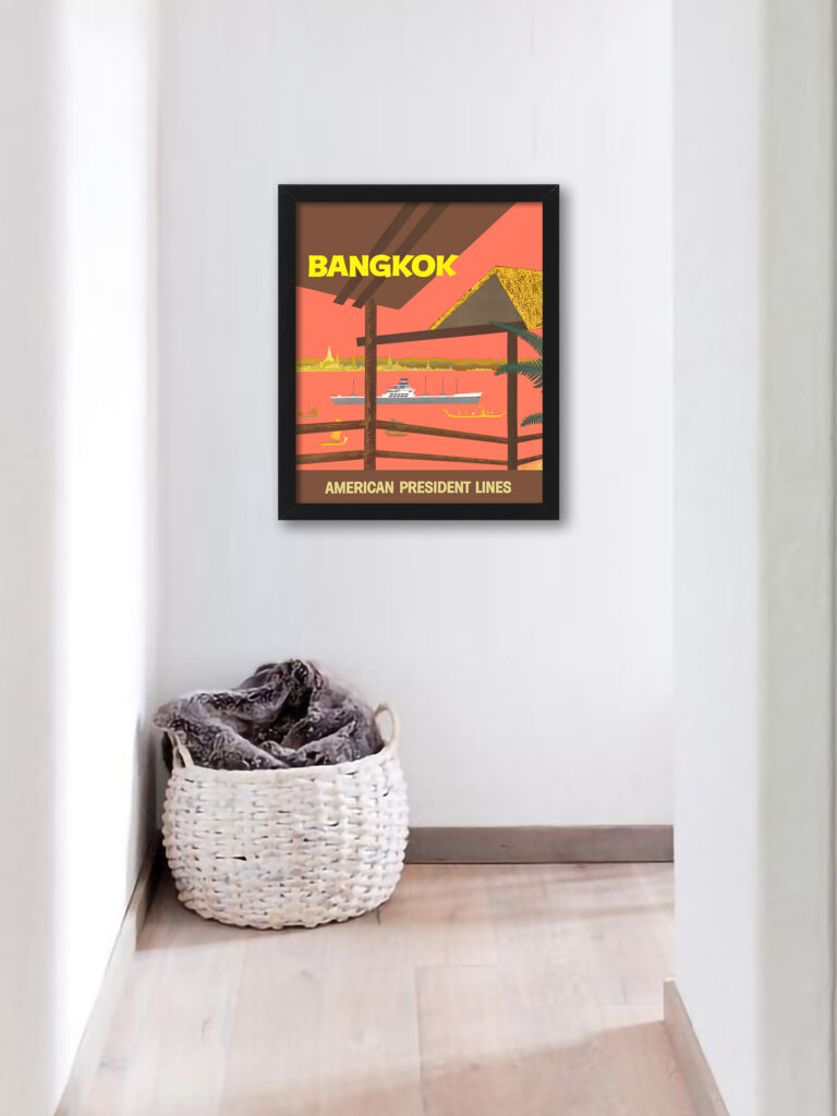 1950s Bangkok American President Lines Travel Poster