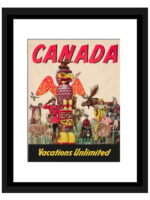 1947 Canada travel poster featuring cultural and wildlife elements, ideal for collectors and home decor enthusiasts