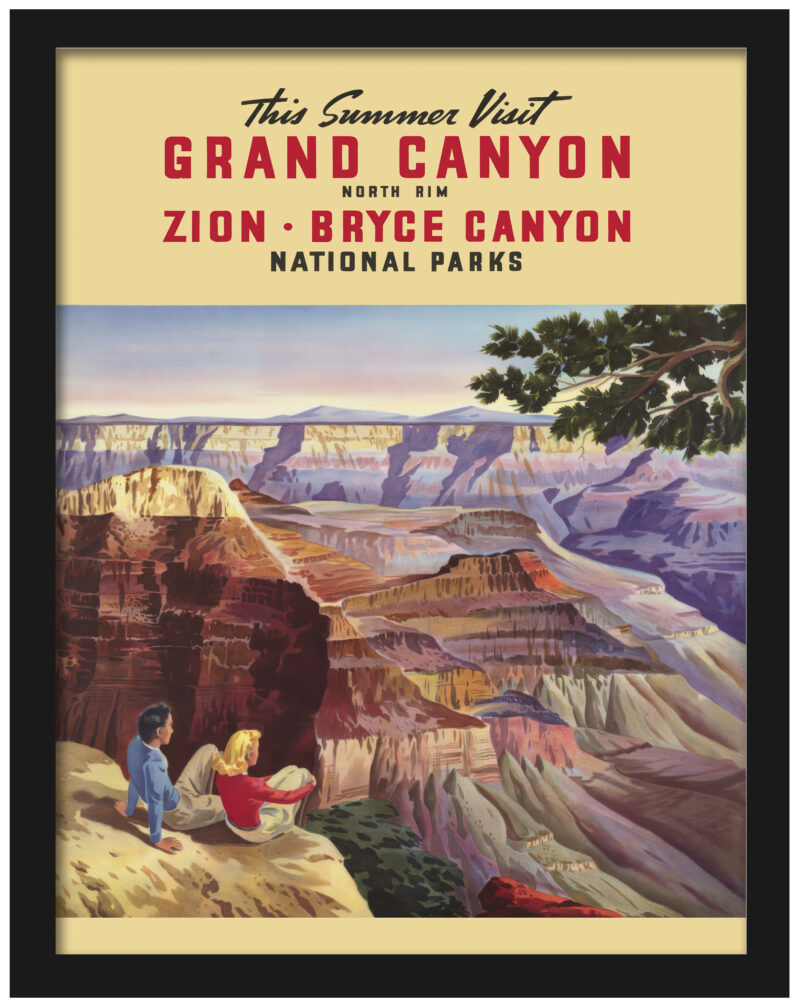 1930s vintage poster of Grand Canyon and Zion National Parks.