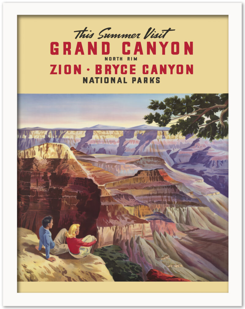 1930s vintage poster of Grand Canyon and Zion National Parks.
