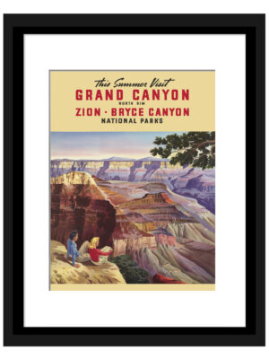 1930s vintage poster of Grand Canyon and Zion National Parks.