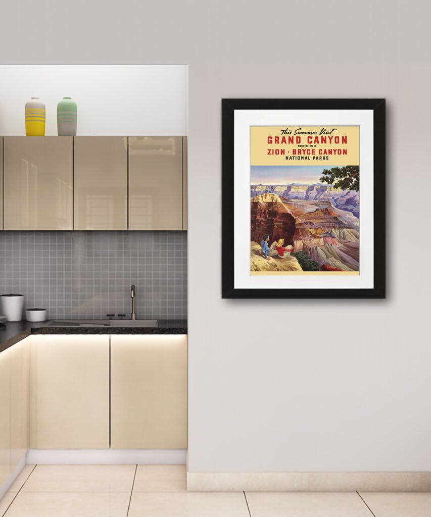 1930s vintage poster of Grand Canyon and Zion National Parks.