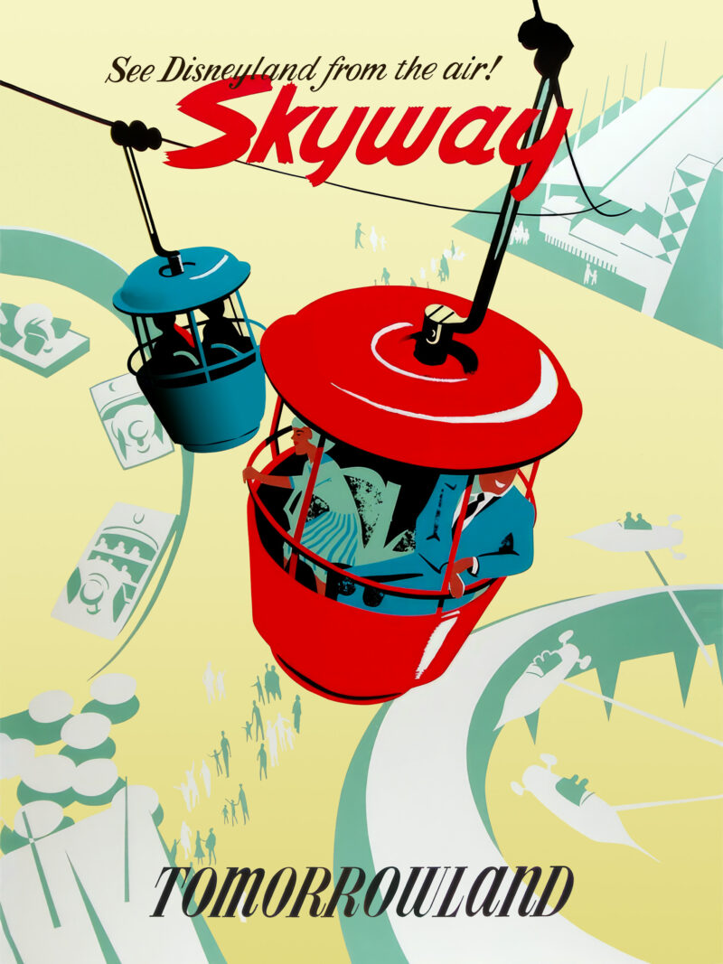 Vintage Tomorrowland Disneyland Poster featuring the Skyway gondola