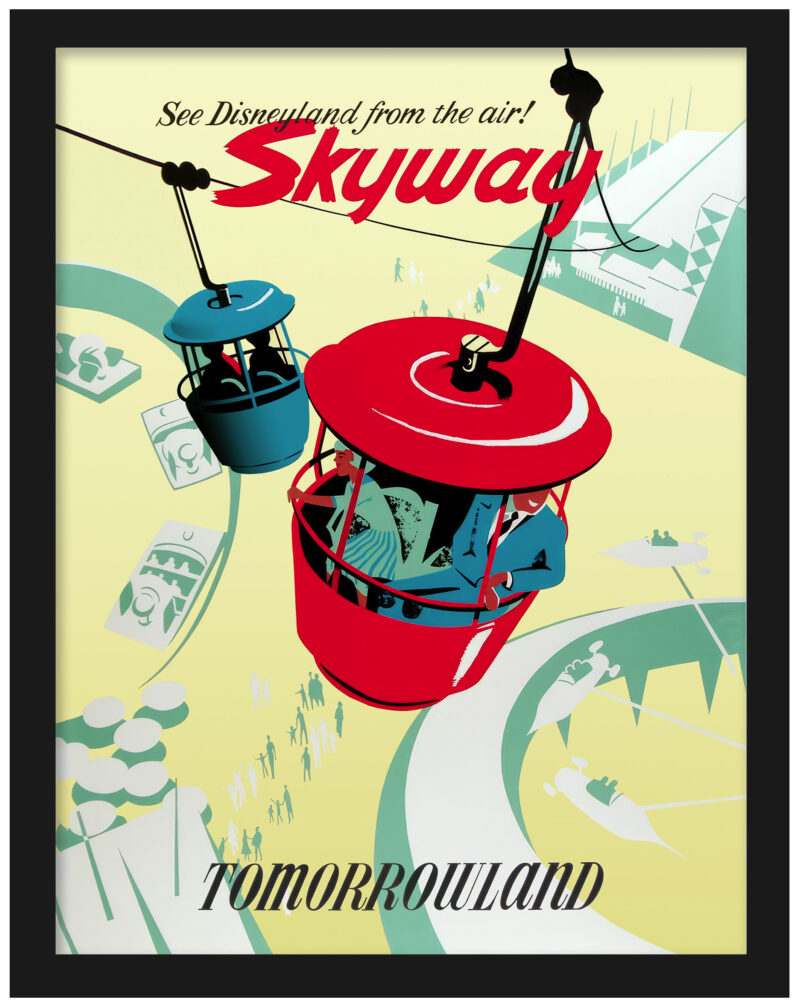 Vintage Tomorrowland Disneyland Poster featuring the Skyway gondola