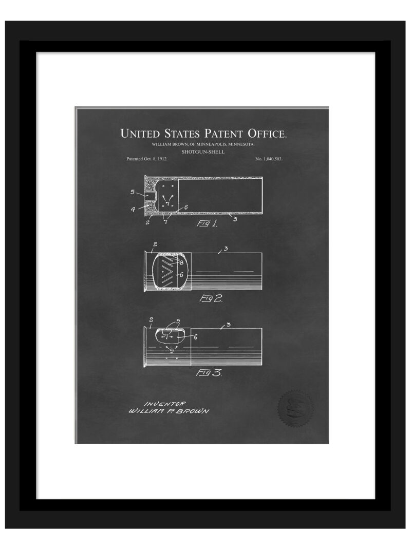 1912 Historical Shotgun Shell Patent Illustration