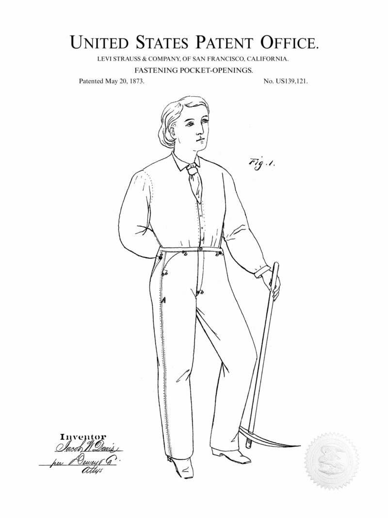 1873 Levi Strauss Pants Patent Illustration
